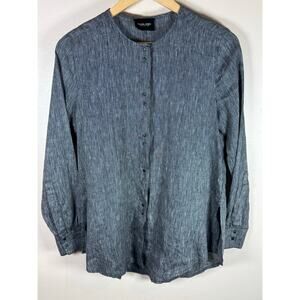 Rachel Comey Women’s Tunic Top Linen Gray Long Sleeve Button Down Size 4